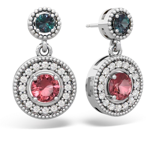 alexandrite-tourmaline halo earrings