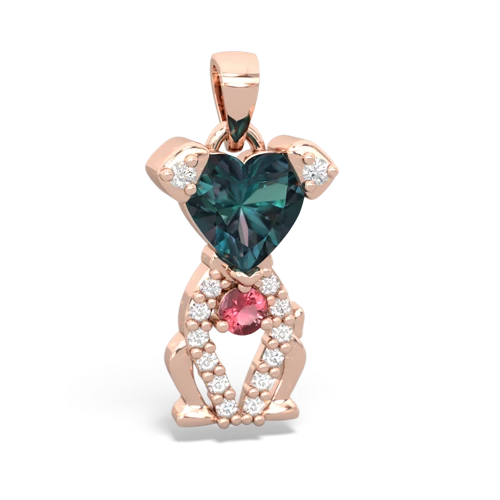 alexandrite-tourmaline birthstone puppy pendant