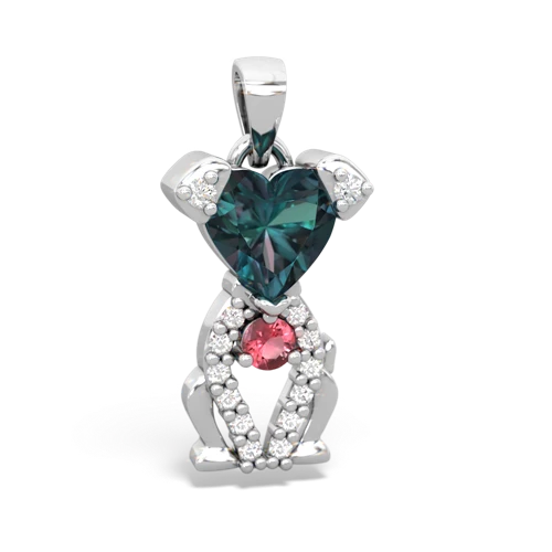 alexandrite-tourmaline birthstone puppy pendant