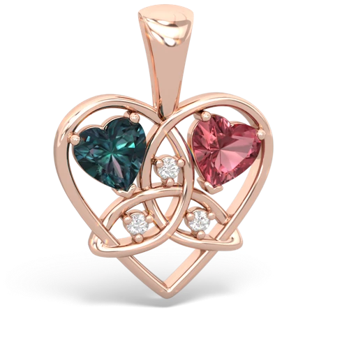 alexandrite-tourmaline celtic heart pendant