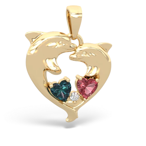 alexandrite-tourmaline dolphins pendant