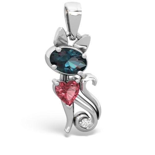 alexandrite-tourmaline kitten pendant