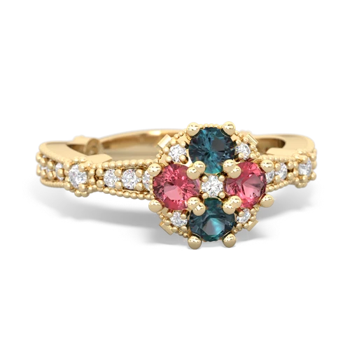 Lab Alexandrite Lab Created Alexandrite with Genuine Pink Tourmaline Milgrain Antique Style ring Ring