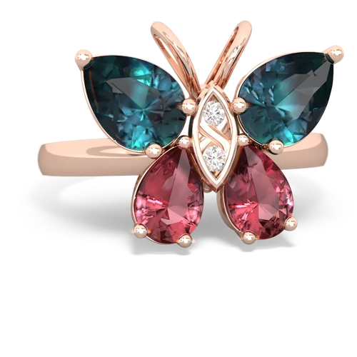 alexandrite-tourmaline butterfly ring