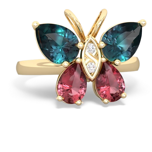 alexandrite-tourmaline butterfly ring