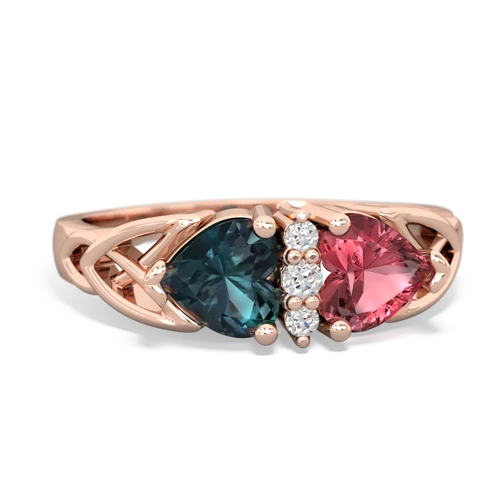 Lab Alexandrite Lab Created Alexandrite with Genuine Pink Tourmaline Celtic Trinity Knot ring Ring