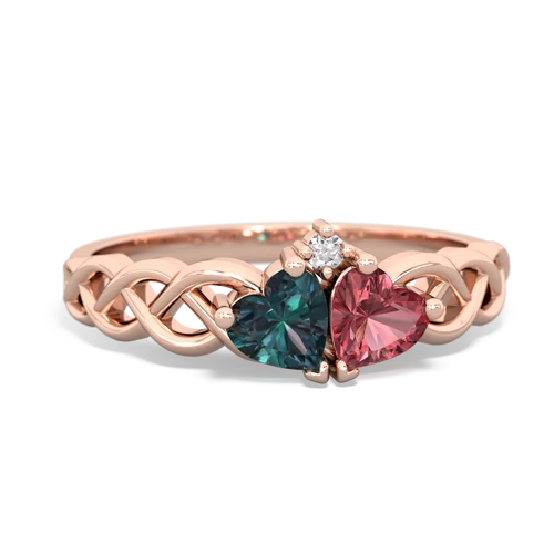 alexandrite-tourmaline celtic braid ring