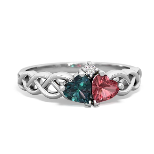 alexandrite-tourmaline celtic braid ring