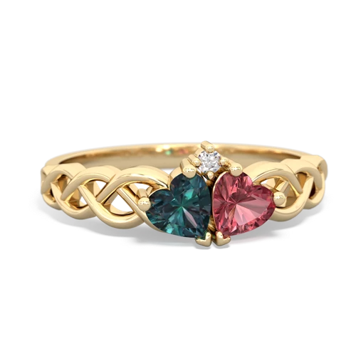 alexandrite-tourmaline celtic braid ring