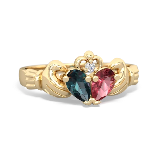 Lab Alexandrite Lab Created Alexandrite with Genuine Pink Tourmaline Claddagh ring Ring