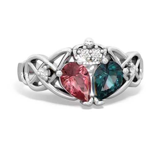 Lab Alexandrite Lab Created Alexandrite with Genuine Pink Tourmaline Two Stone Claddagh ring Ring