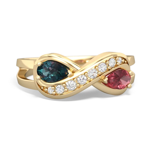 Lab Alexandrite Lab Created Alexandrite with Genuine Pink Tourmaline Diamond Infinity ring Ring
