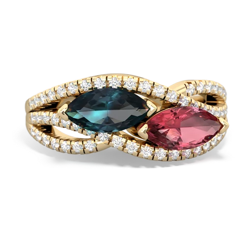 Lab Alexandrite Lab Created Alexandrite with Genuine Pink Tourmaline Diamond Rivers ring Ring