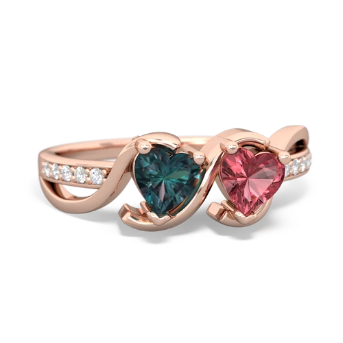 Lab Alexandrite Lab Created Alexandrite with Genuine Pink Tourmaline Side by Side ring Ring