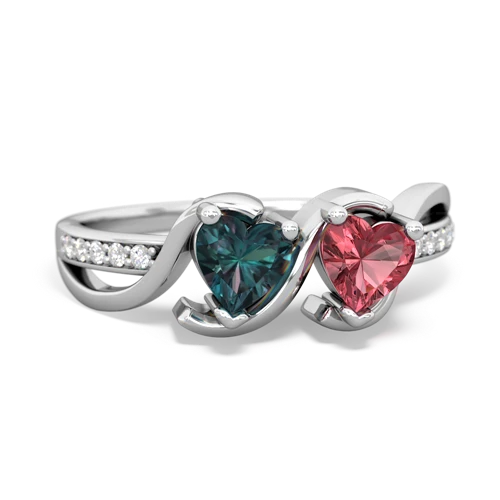 alexandrite-tourmaline double heart ring