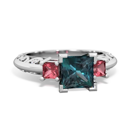 Lab Alexandrite Lab Created Alexandrite with Genuine Pink Tourmaline and Genuine Emerald Art Deco ring Ring