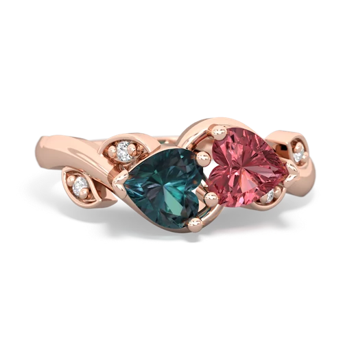 alexandrite-tourmaline floral keepsake ring