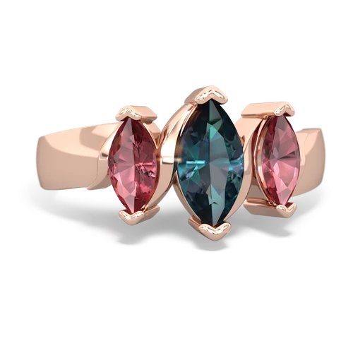 Lab Alexandrite Lab Created Alexandrite with Genuine Pink Tourmaline and  Three Peeks ring Ring