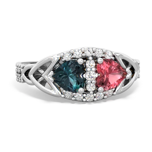 Lab Alexandrite Lab Created Alexandrite with Genuine Pink Tourmaline Celtic Knot Engagement ring Ring