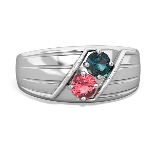 Lab Alexandrite Lab Created Alexandrite with Genuine Pink Tourmaline Art Deco Men's ring Ring