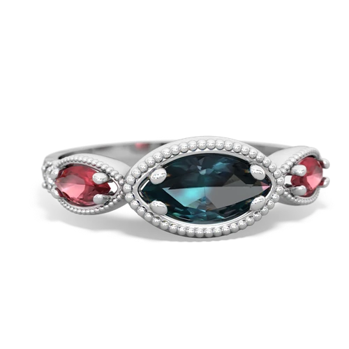 alexandrite-tourmaline milgrain marquise ring