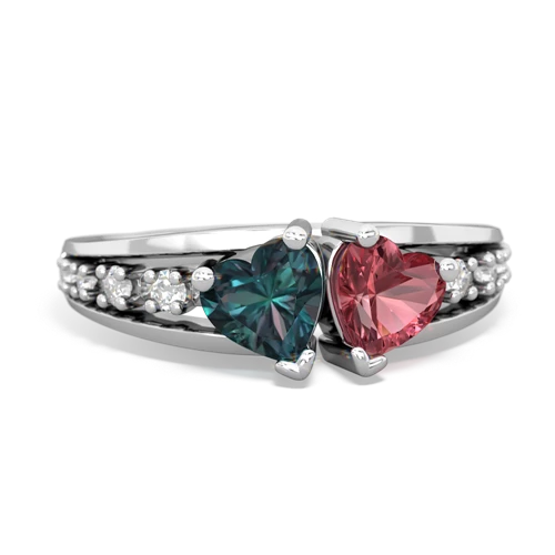 Lab Alexandrite Lab Created Alexandrite with Genuine Pink Tourmaline Heart to Heart ring Ring