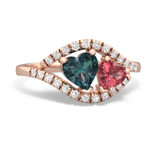 Lab Alexandrite Lab Created Alexandrite with Genuine Pink Tourmaline Mother and Child ring Ring