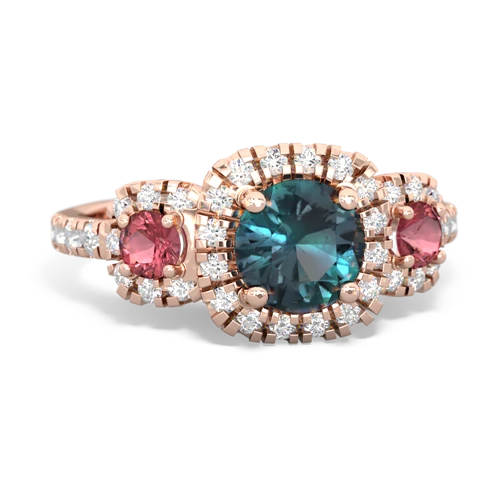 Lab Alexandrite Lab Created Alexandrite with Genuine Pink Tourmaline and Genuine Swiss Blue Topaz Regal Halo ring Ring