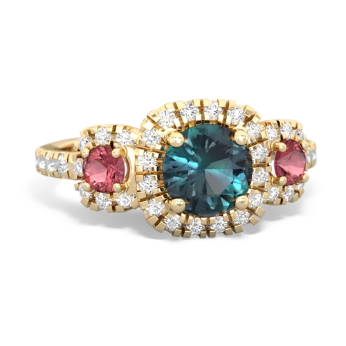 alexandrite-tourmaline three stone regal ring