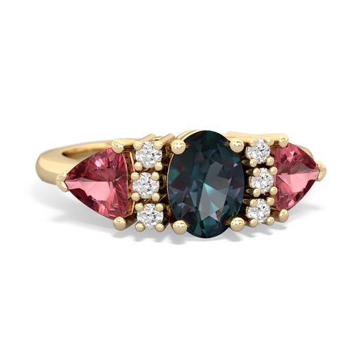 Lab Alexandrite Lab Created Alexandrite with Genuine Pink Tourmaline and  Antique Style Three Stone ring Ring