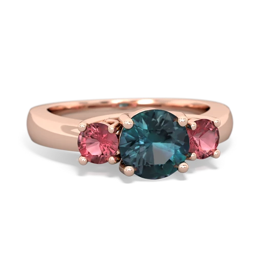 Lab Alexandrite Lab Created Alexandrite with Genuine Pink Tourmaline and  Three Stone Trellis ring Ring