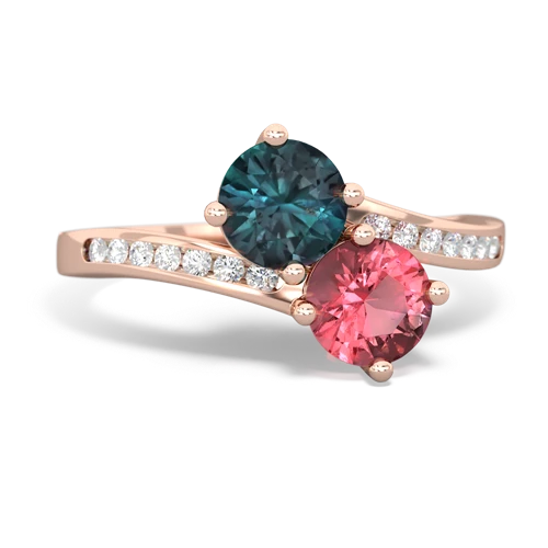 Lab Alexandrite Lab Created Alexandrite with Genuine Pink Tourmaline Keepsake Two Stone ring Ring