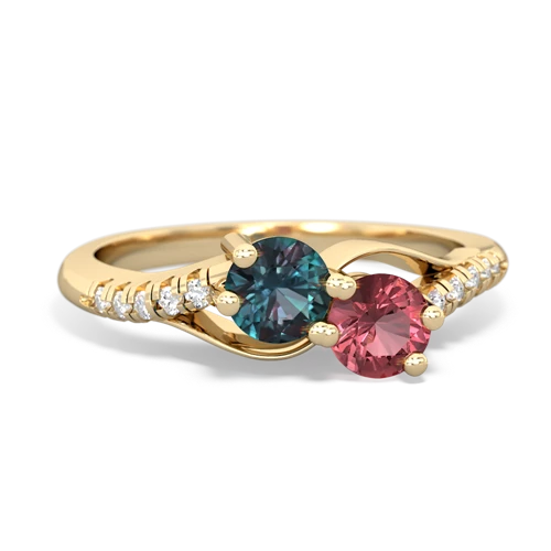 Lab Alexandrite Lab Created Alexandrite with Genuine Pink Tourmaline Two Stone Infinity ring Ring