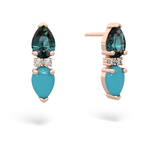 alexandrite-turquoise bowtie earrings