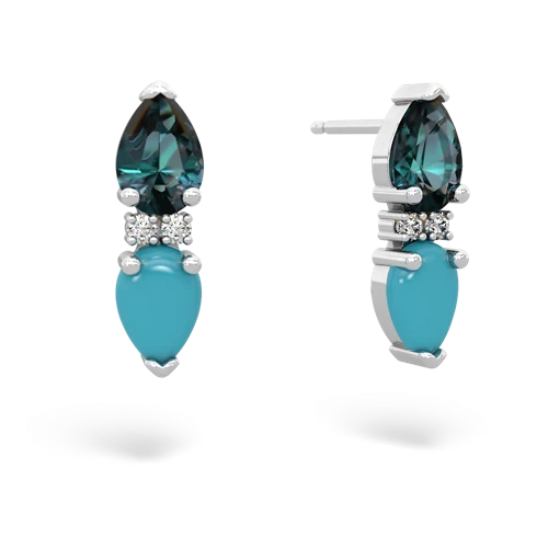 alexandrite-turquoise bowtie earrings