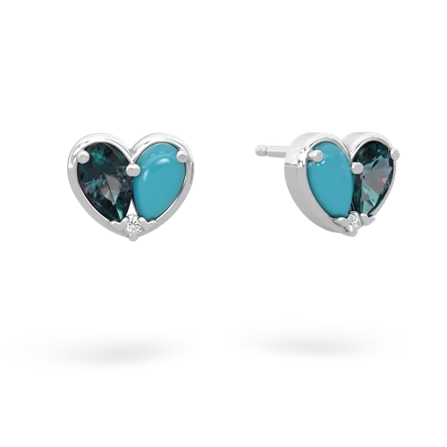 alexandrite-turquoise one heart earrings