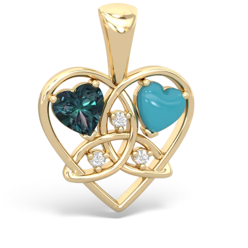 alexandrite-turquoise celtic heart pendant