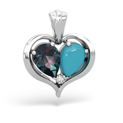 alexandrite-turquoise half heart whole pendant