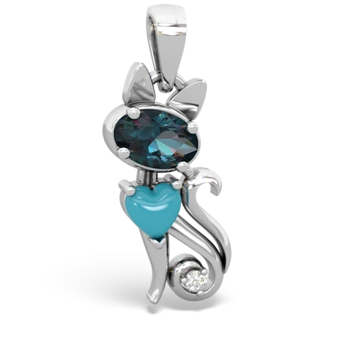 alexandrite-turquoise kitten pendant