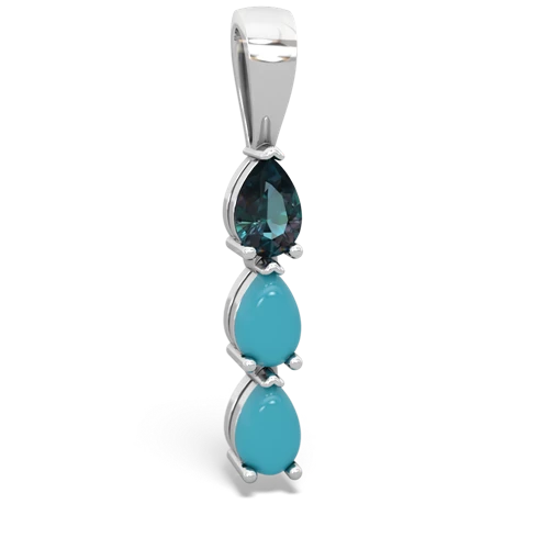 alexandrite-turquoise three stone pendant