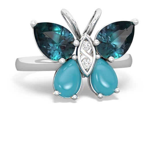 alexandrite-turquoise butterfly ring