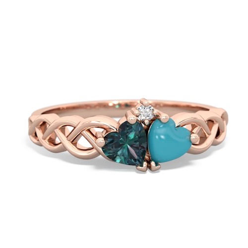 alexandrite-turquoise celtic braid ring