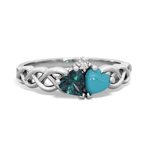 alexandrite-turquoise celtic braid ring