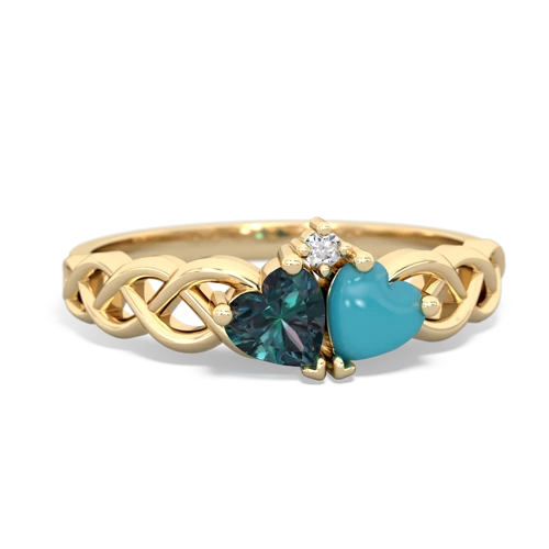 alexandrite-turquoise celtic braid ring