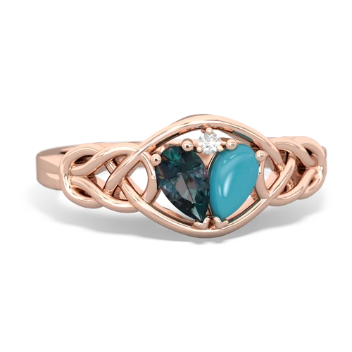 alexandrite-turquoise celtic knot ring