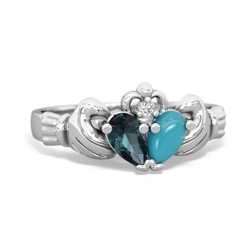 alexandrite-turquoise claddagh ring