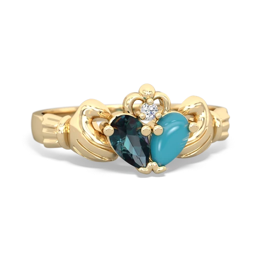 alexandrite-turquoise claddagh ring