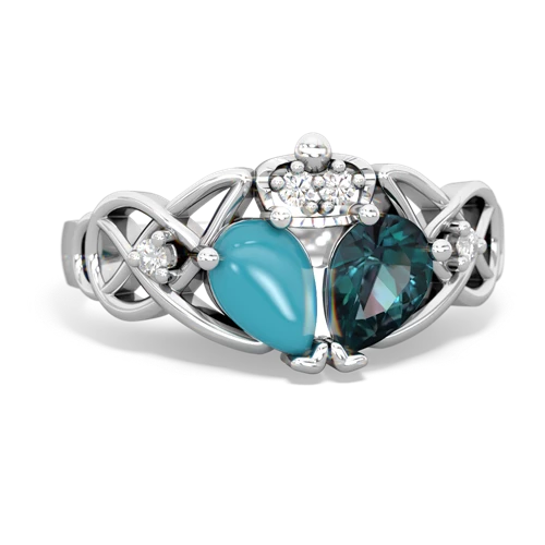 alexandrite-turquoise claddagh ring