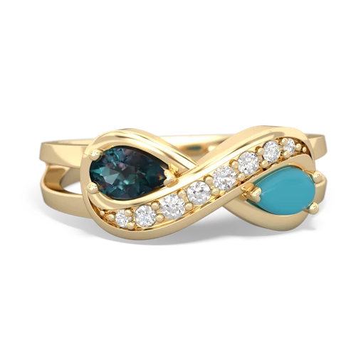 alexandrite-turquoise diamond infinity ring