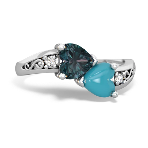 alexandrite-turquoise filligree ring